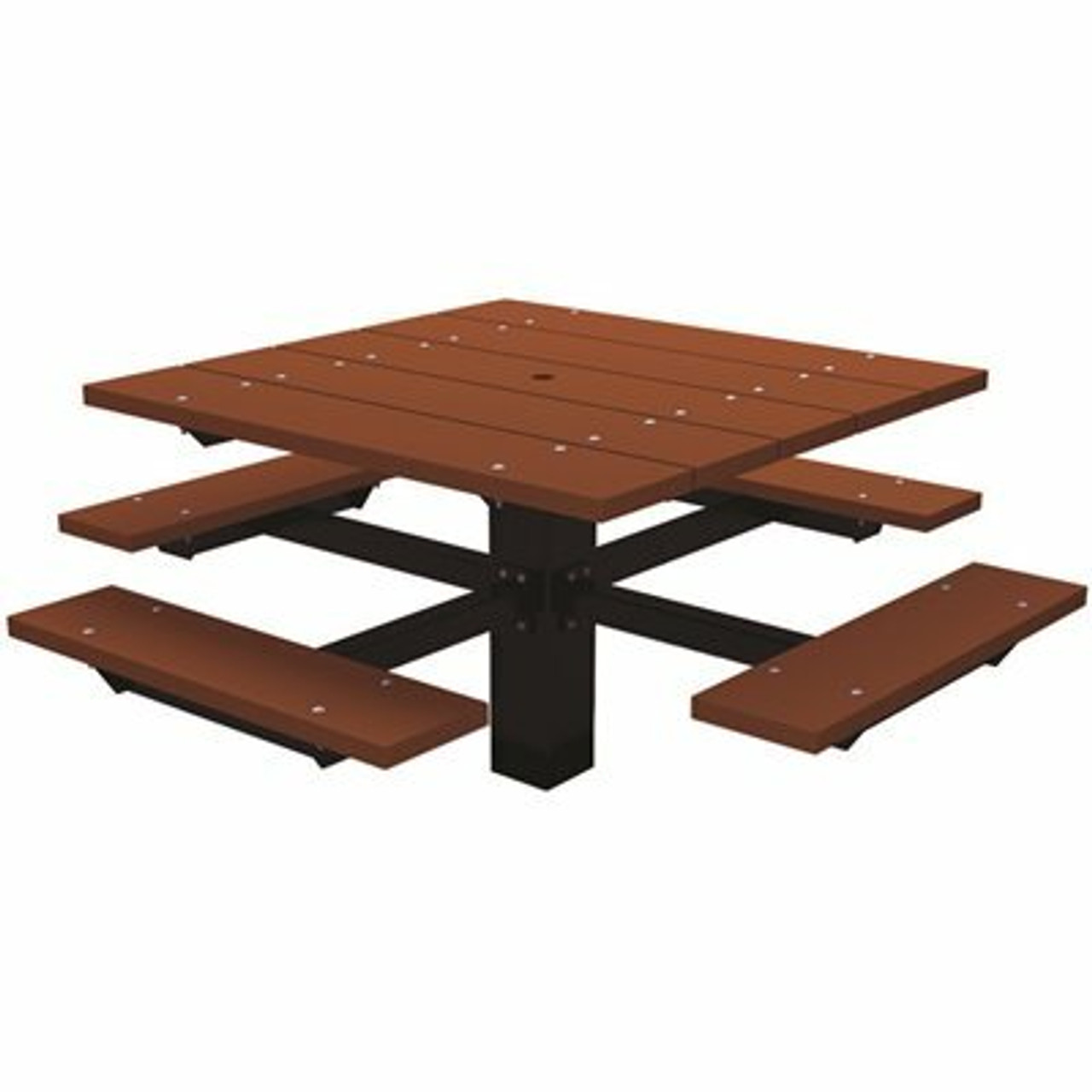 T-Table 4 Ft. Brown In-Ground Mount Square Recycled Plastic Picnic Table