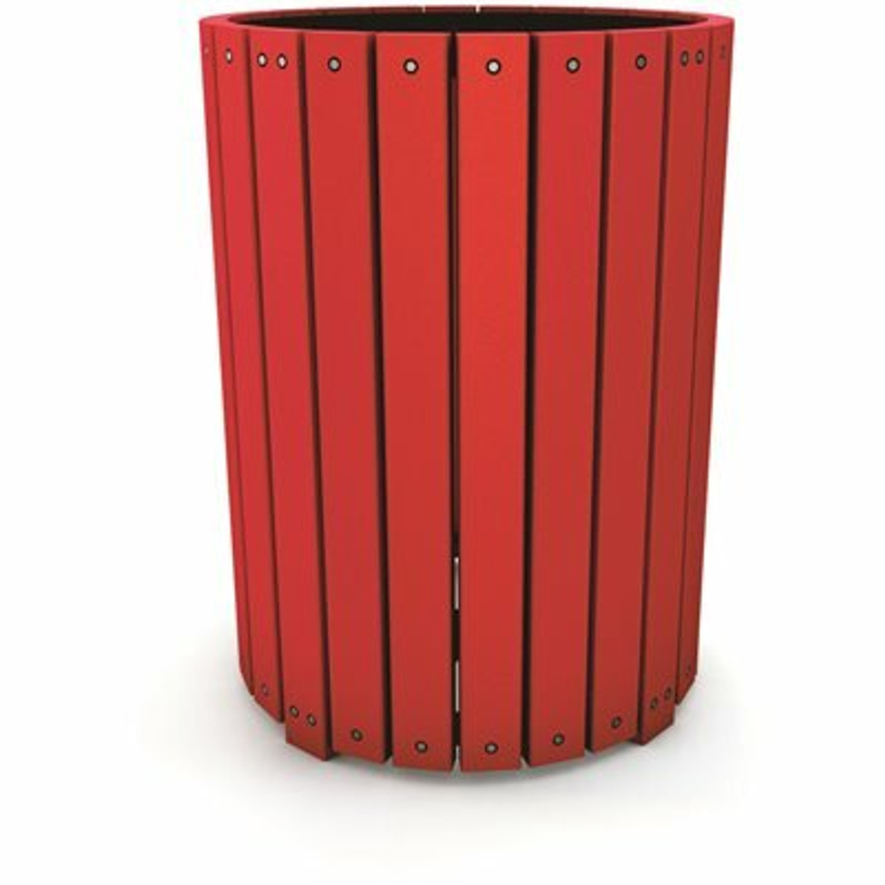 32 Gal. Round Red Recycled Plastic Heavy-Duty Trash Receptacle