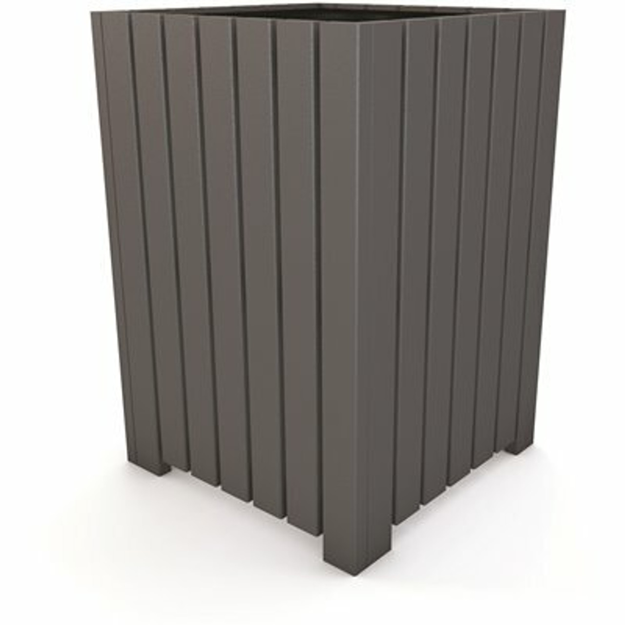55 Gal. Square Gray Recycled Plastic Heavy-Duty Trash Receptacle