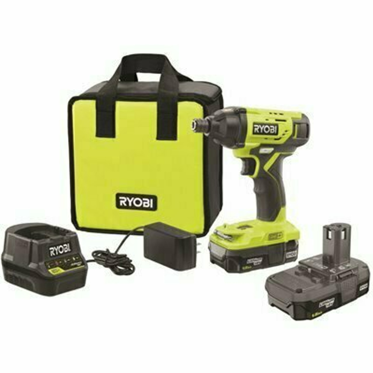 Ryobi One+ 18V Lithium-Ion Cordless 1/4 In. Impact Driver Kit With (2) 1.5 Ah Batteries, Charger, And Bag