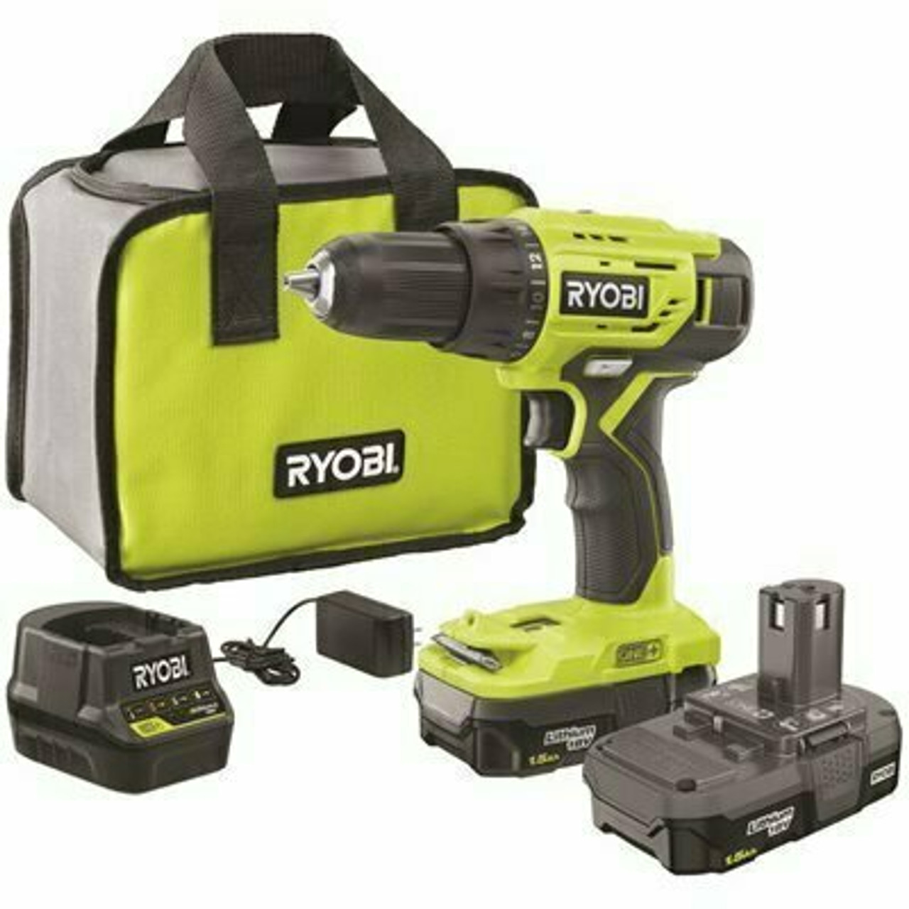 Ryobi One+ 18V Lithium-Ion Cordless 1/2 In. Drill/Driver Kit With (2) 1.5 Ah Batteries, Charger, And Bag