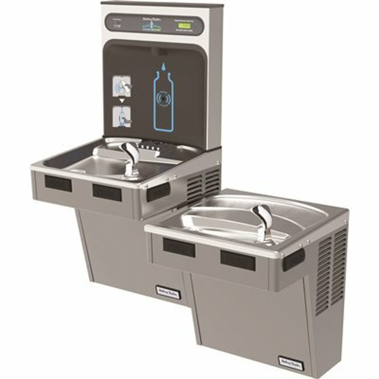 Halsey Taylor Hydroboost Bottle Filling Station And Bi-Level Ada Cooler, Filtered 8 Gph Platinum Vinyl