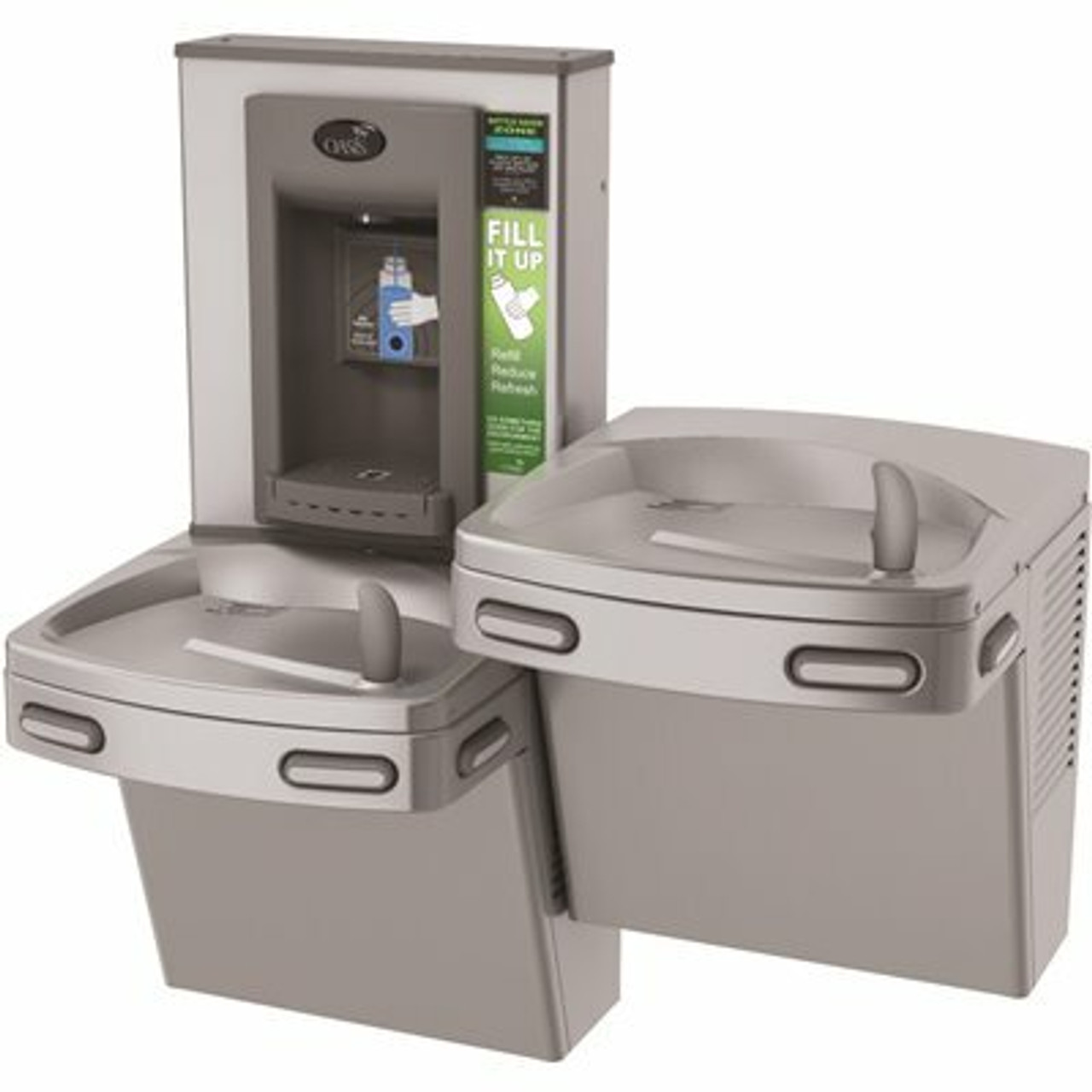 Oasis Versacooler Ii Combo, Ada Stainless Electronic Bottle Filler And Bi-Level, Filtered, Refrigerated Drinking Fountain