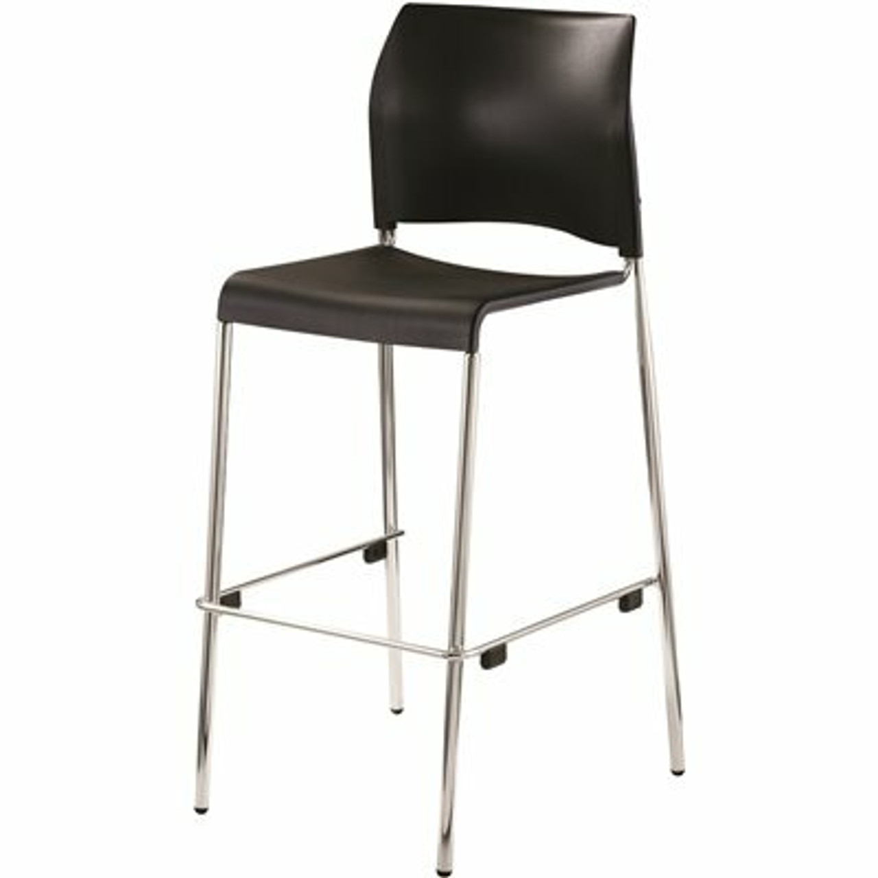 National Public Seating Cafetorium Bar Stool, Plastic Seat, Black