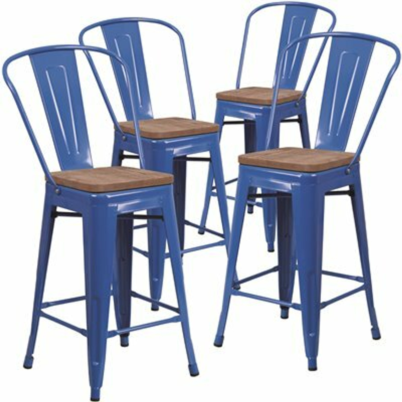 Carnegy Avenue 24.25 in. Blue Bar Stool (4-Pack) Carnegy Avenue 24.25 in. Blue Bar Stool (4-Pack)