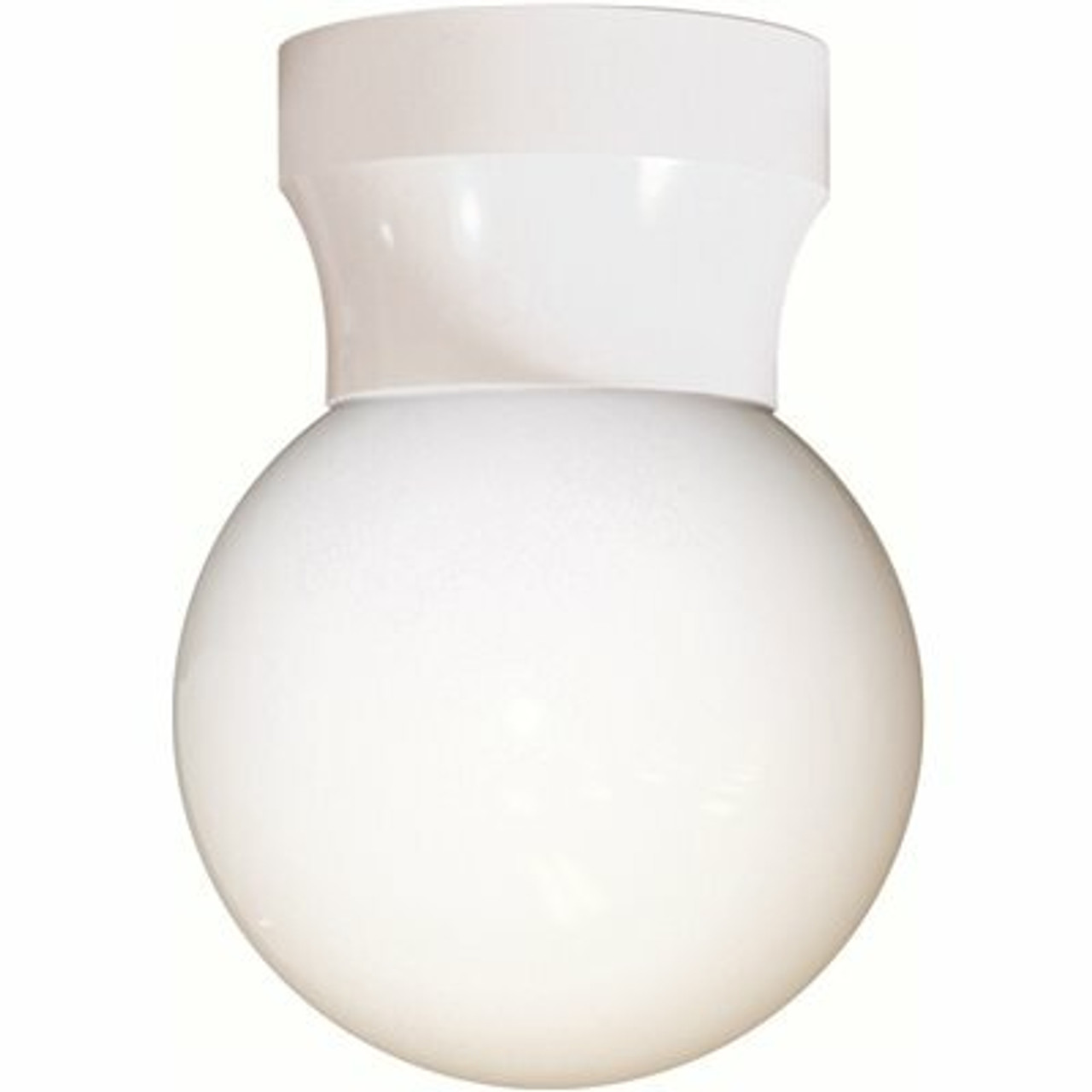 Liteco White Screw Neck Outdoor Flush Mount Ceiling Pocket Globe Lantern