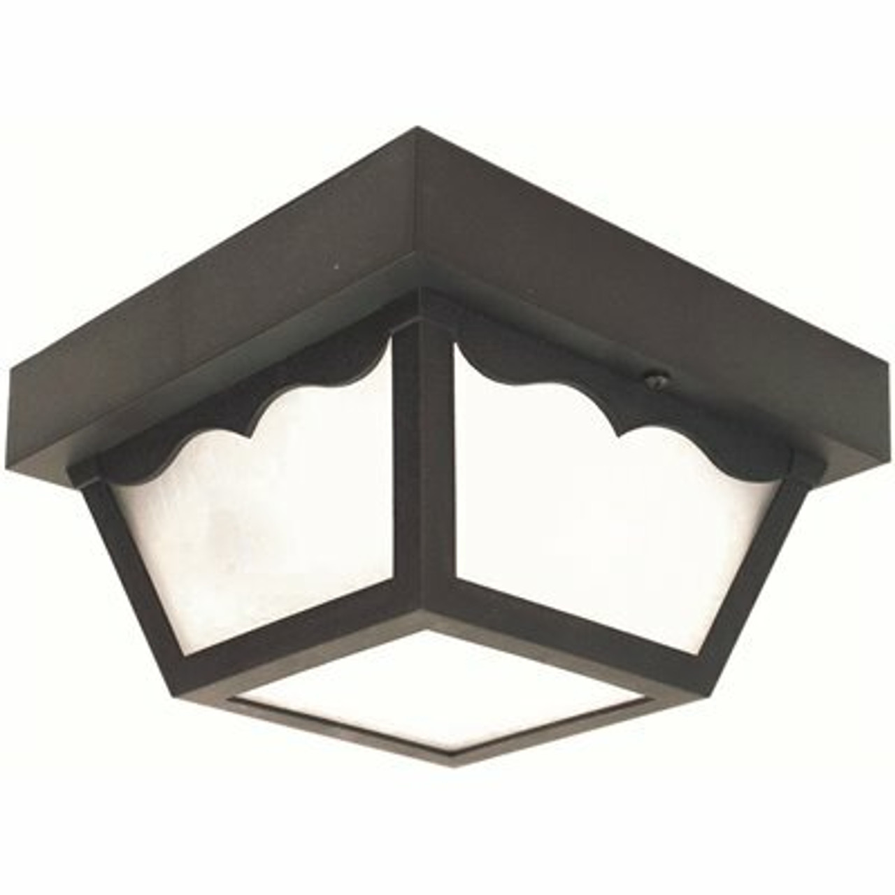 8.25 In. 1-Light Black Square Outdoor Ceiling Flush Mount Fixture