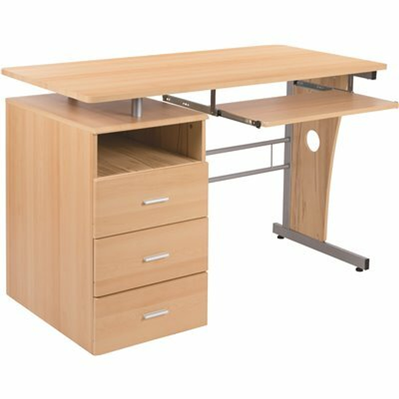 Carnegy Avenue 47.25 In. Maple Rectangular 3 -Drawer Computer Desk With Keyboard Tray
