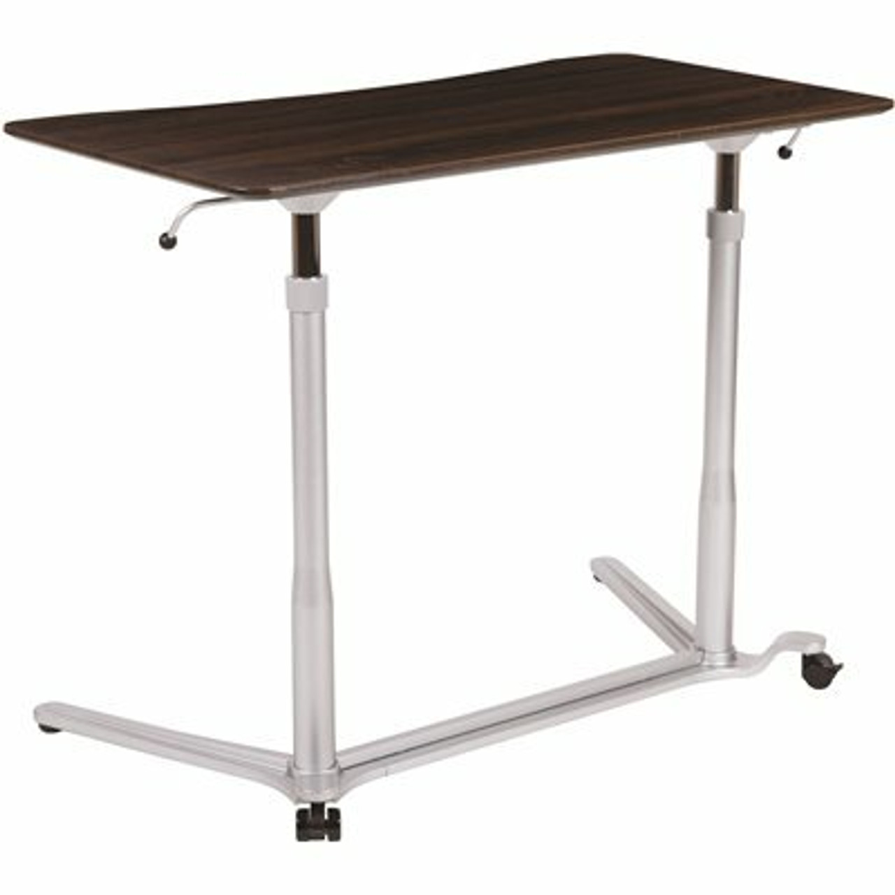 Carnegy Avenue 37.4 In. Rectangular Dark Wood Grain/Silver Standing Desks With Adjustable Height