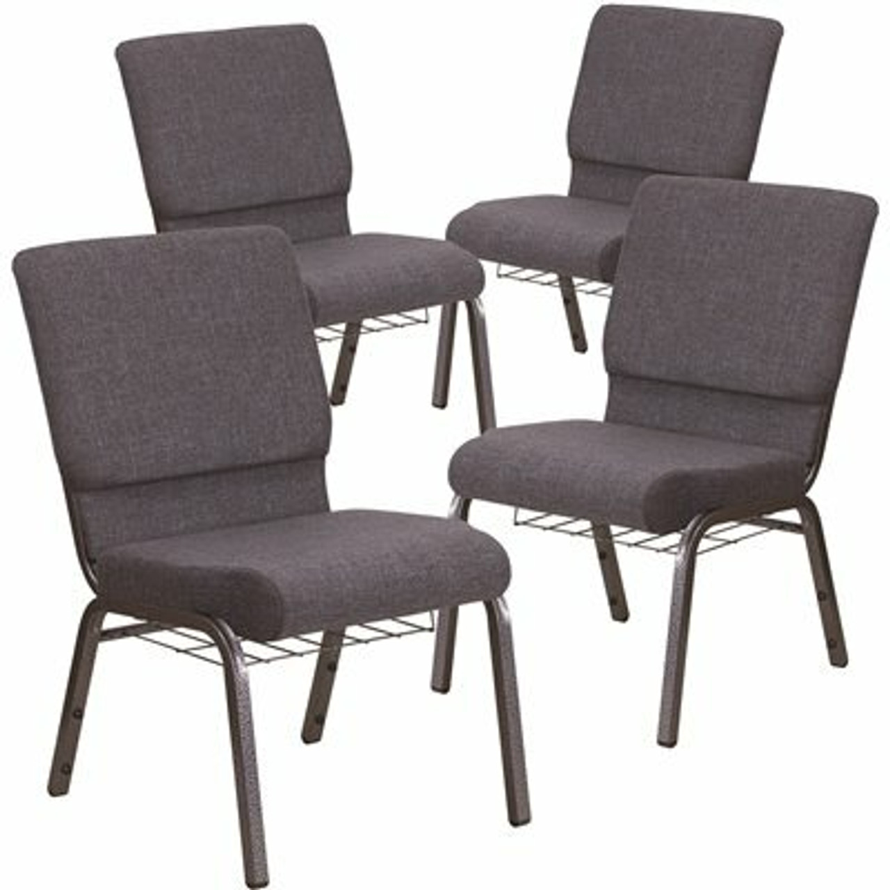Carnegy Avenue 18.5 In. Dark Gray Fabric/Silver Vein Frame Church Chair (Set Of 4) - 311265343