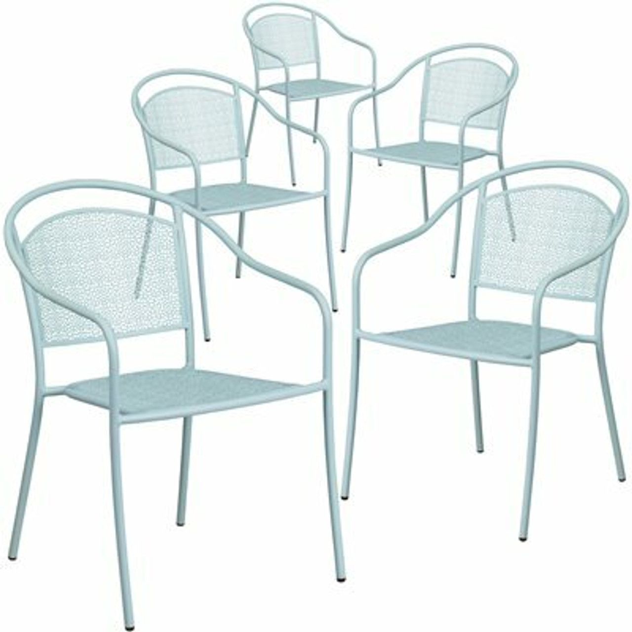 Carnegy Avenue Stackable Metal Outdoor Dining Chair In Sky Blue (Set Of 5) - 311287409