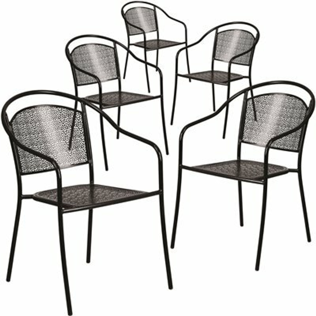Carnegy Avenue Stackable Metal Outdoor Dining Chair In Black (Set Of 5) - 311287411