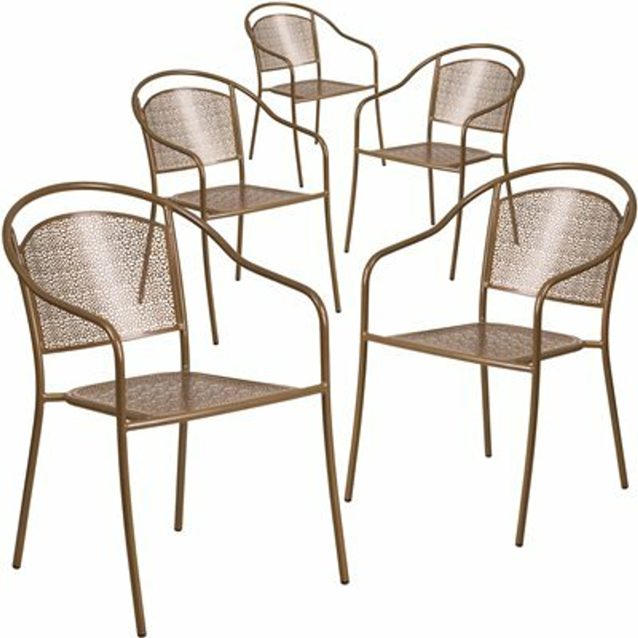 Carnegy Avenue Stackable Metal Outdoor Dining Chair In Gold (Set Of 5) - 311287412