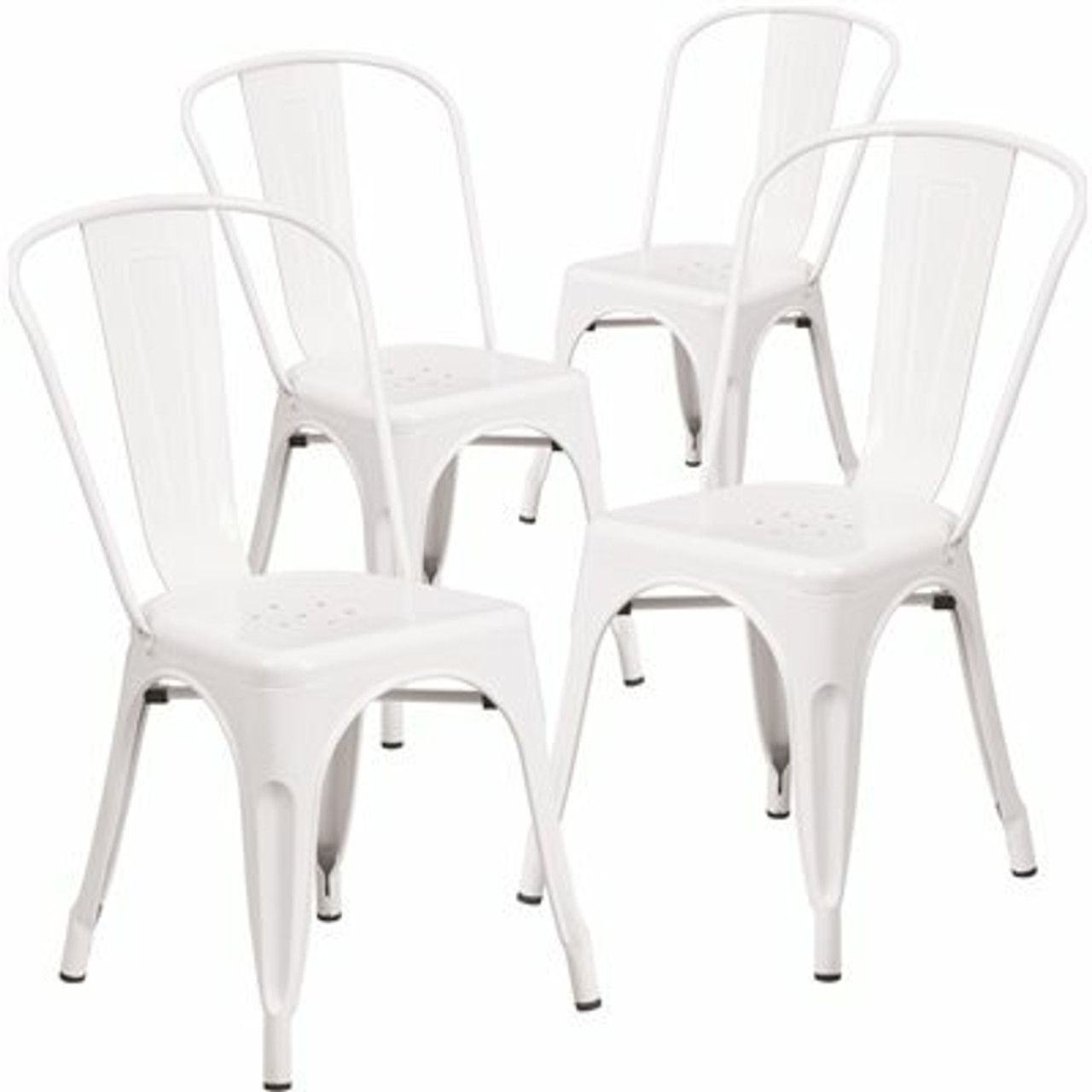 Carnegy Avenue Stackable Metal Outdoor Dining Chair In White (Set Of 4) - 311287469