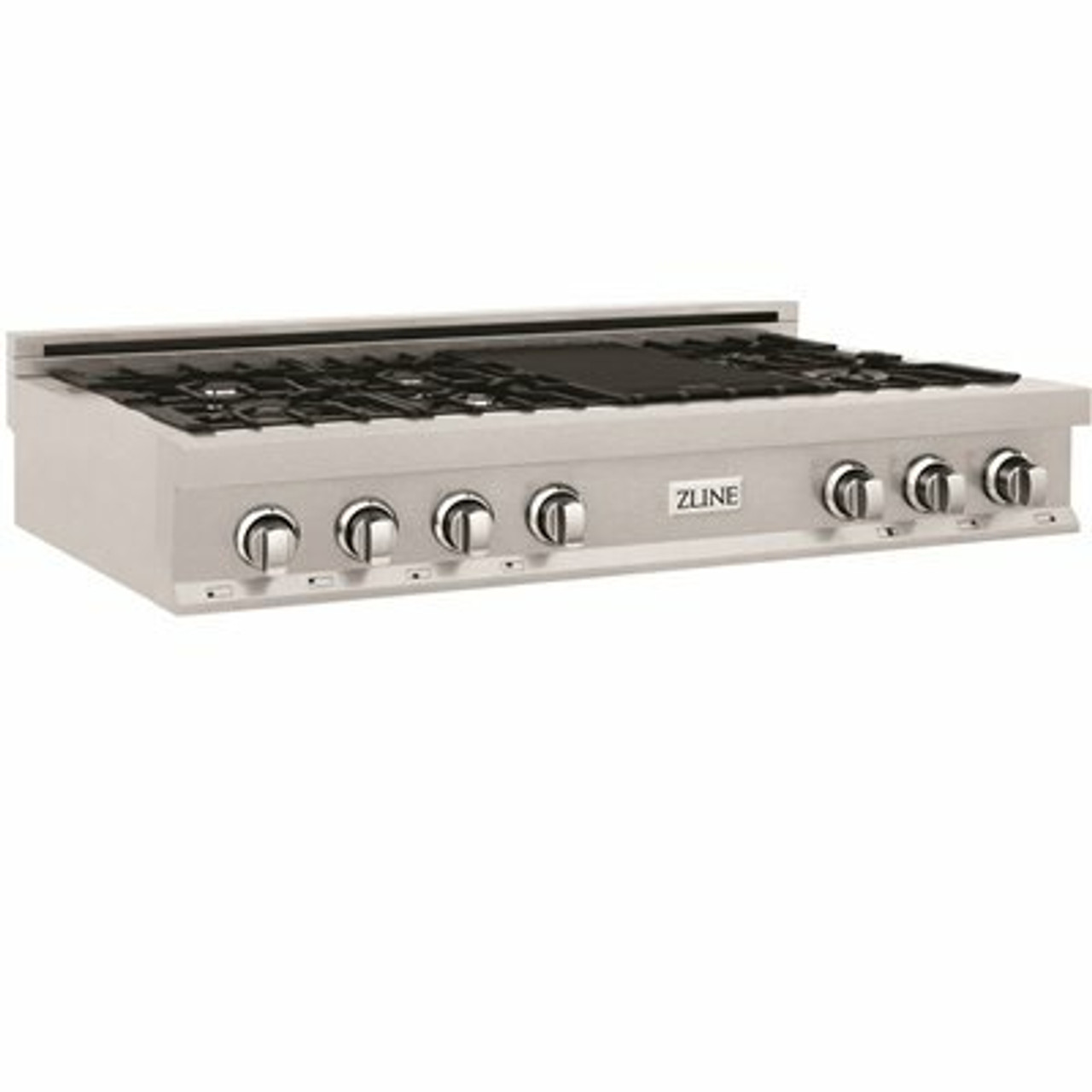 Zline 48 In. Porcelain Gas Stovetop In Durasnow Stainless Steel With 7 Gas Burners And Griddle (Rts-48)