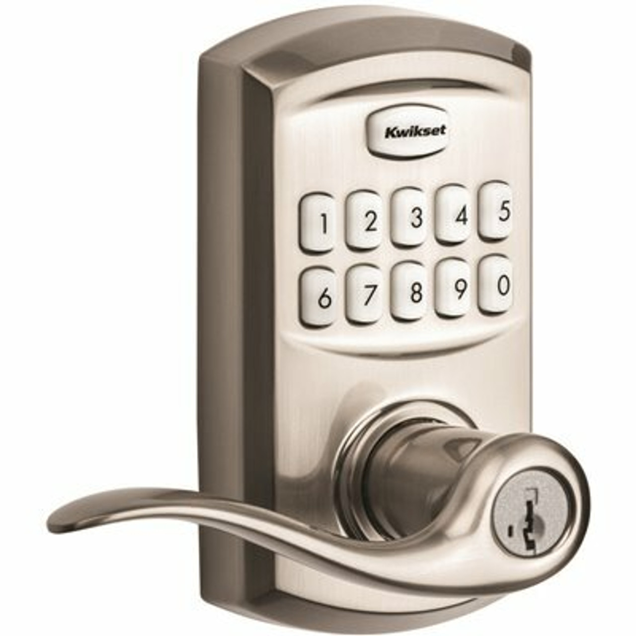 Kwikset 917 Smartcode Satin Nickel Electronic Single-Cylinder Tustin Door Lever Featuring Smartkey Security