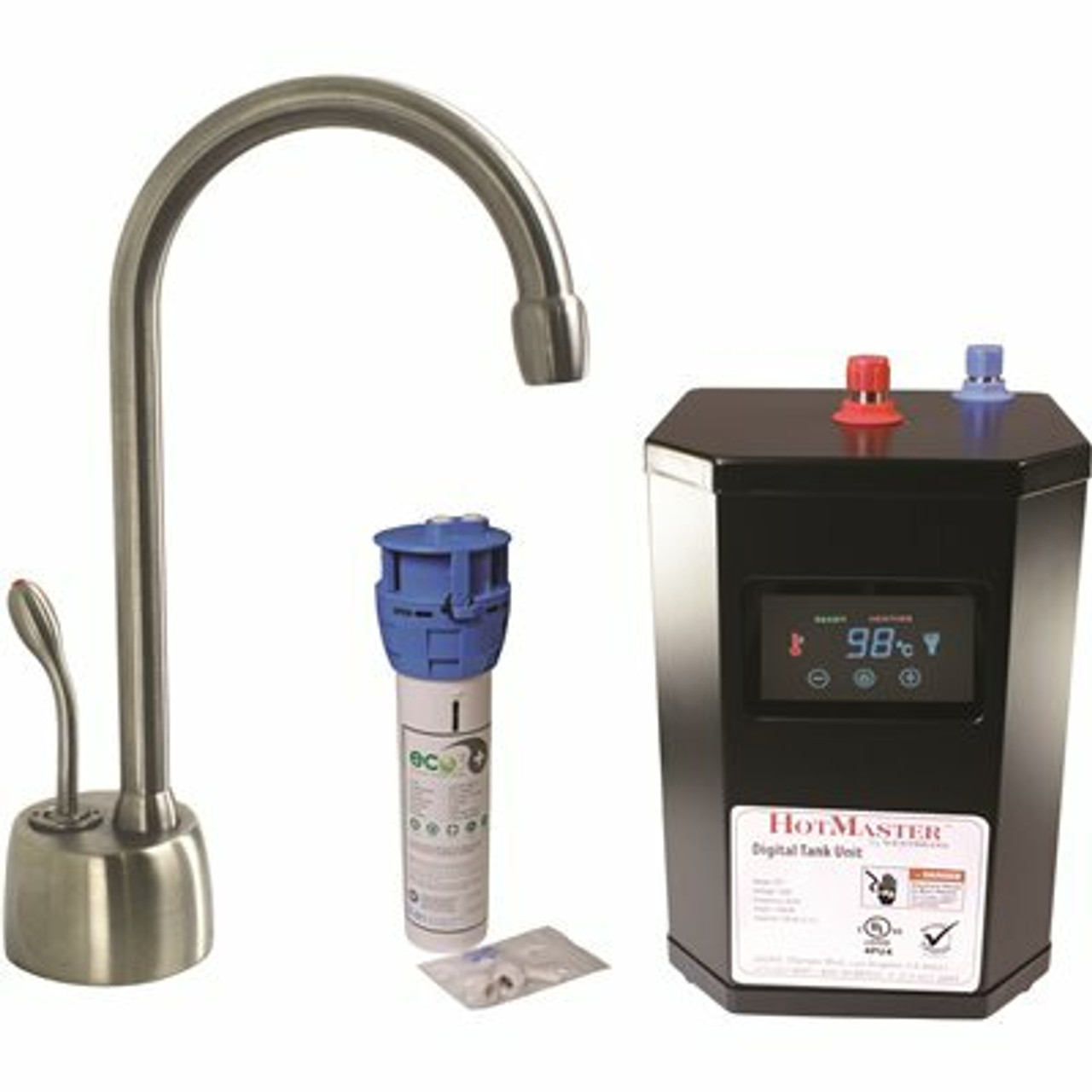 Westbrass Single Handle Instant Hot Water Dispenser And Digital Tank In Satin Nickel