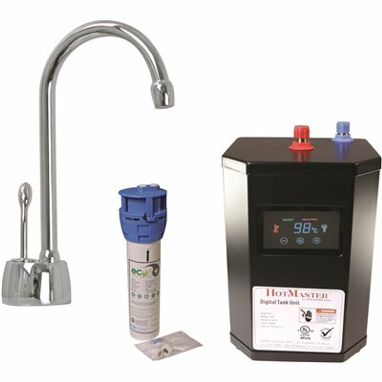 Westbrass Single-Handle Instant Hot Water Dispenser And Digital Tank In Polished Chrome