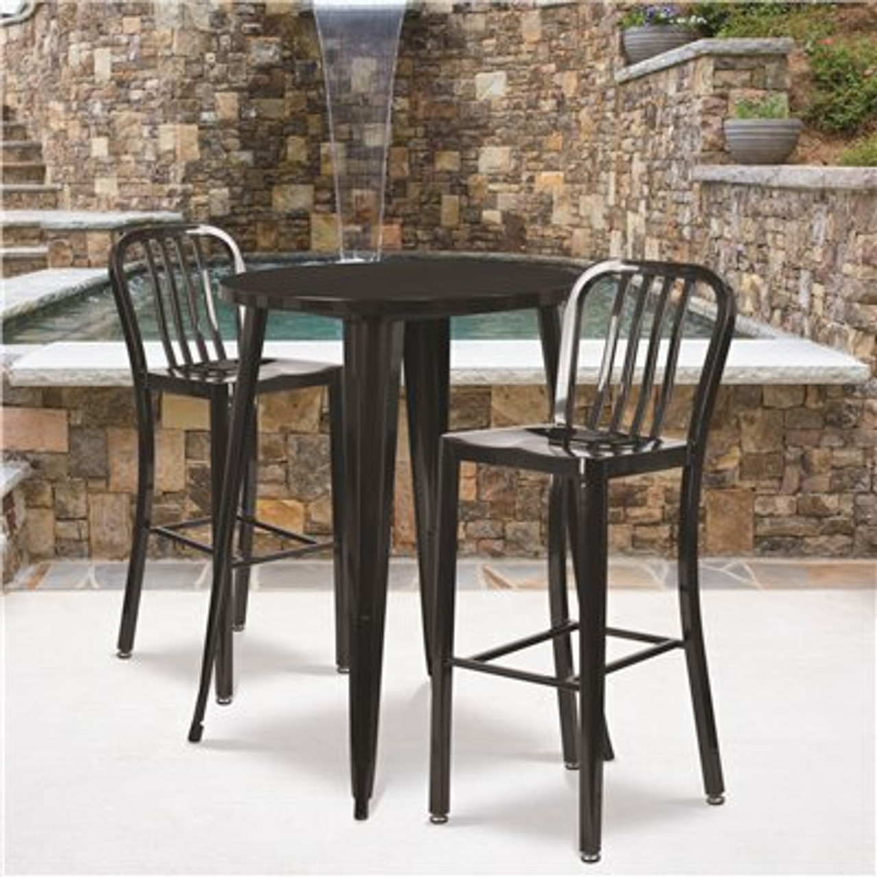 Carnegy Avenue Black 3-Piece Metal Round Outdoor Bistro Set 312170373