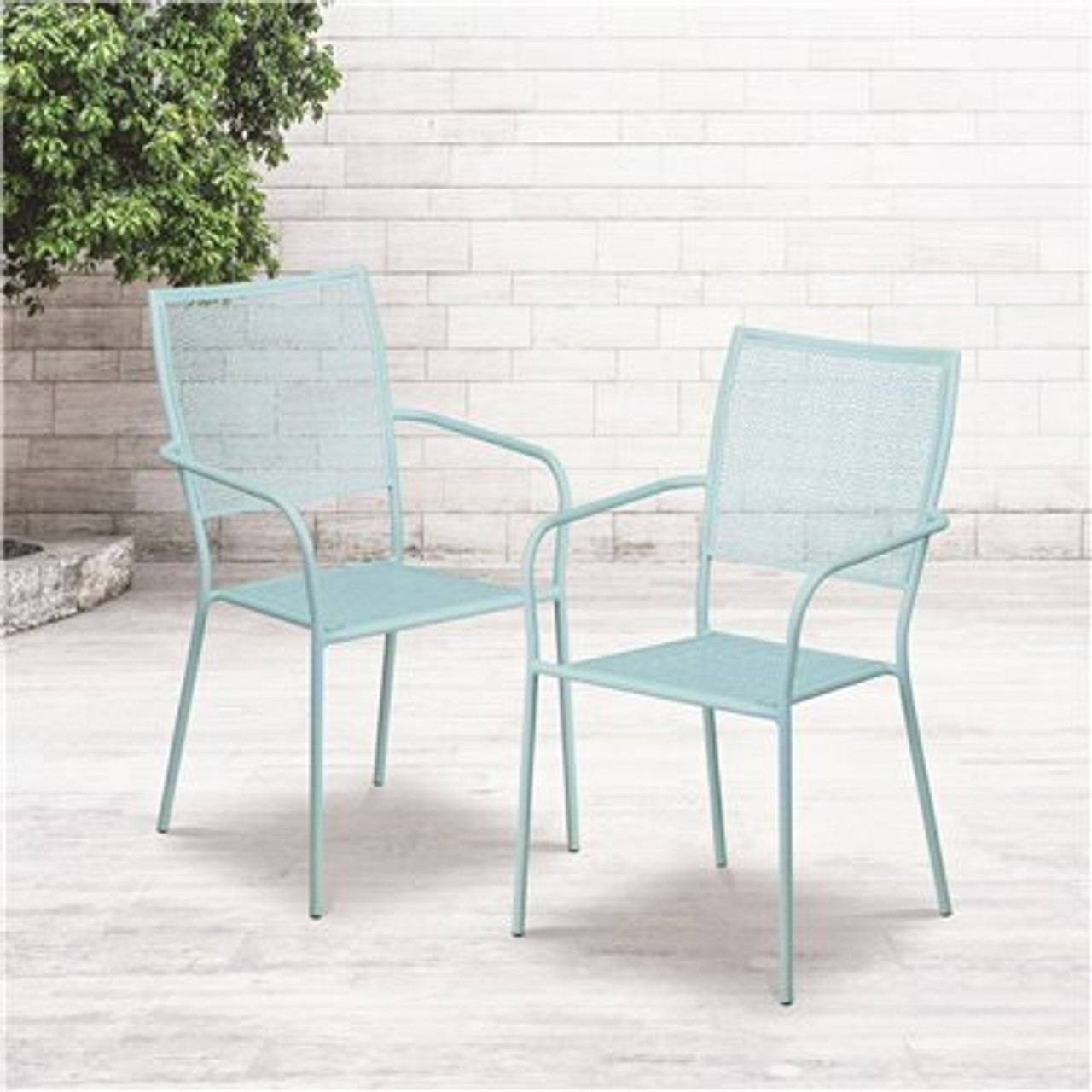 Carnegy Avenue Metal Outdoor Dining Chair In Sky Blue - 312188006