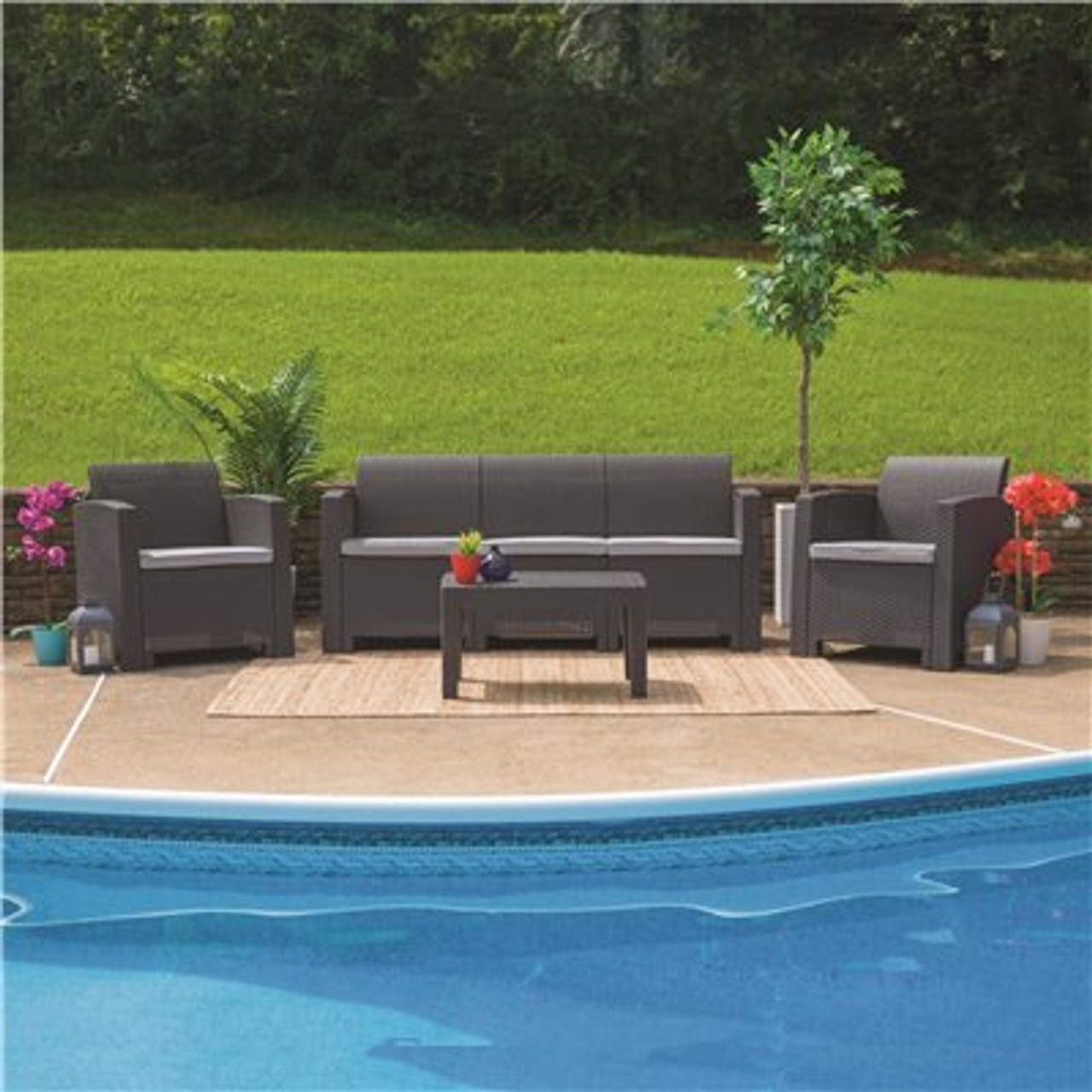 Carnegy Avenue Gray 4-Piece Wood Patio Conversation Set - 312240572