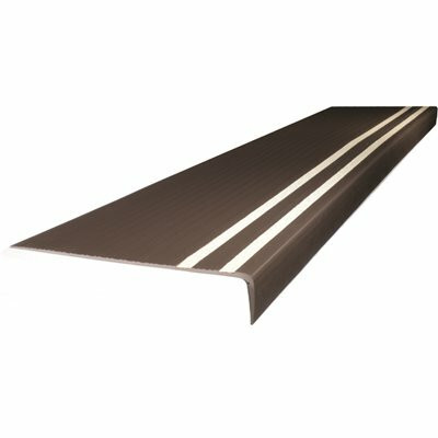 ROPPE Light Brown 1/4 in. HD Square Nose Rib Design Vinyl Tread with 2-3/4 in. Beige Abrasive Strip