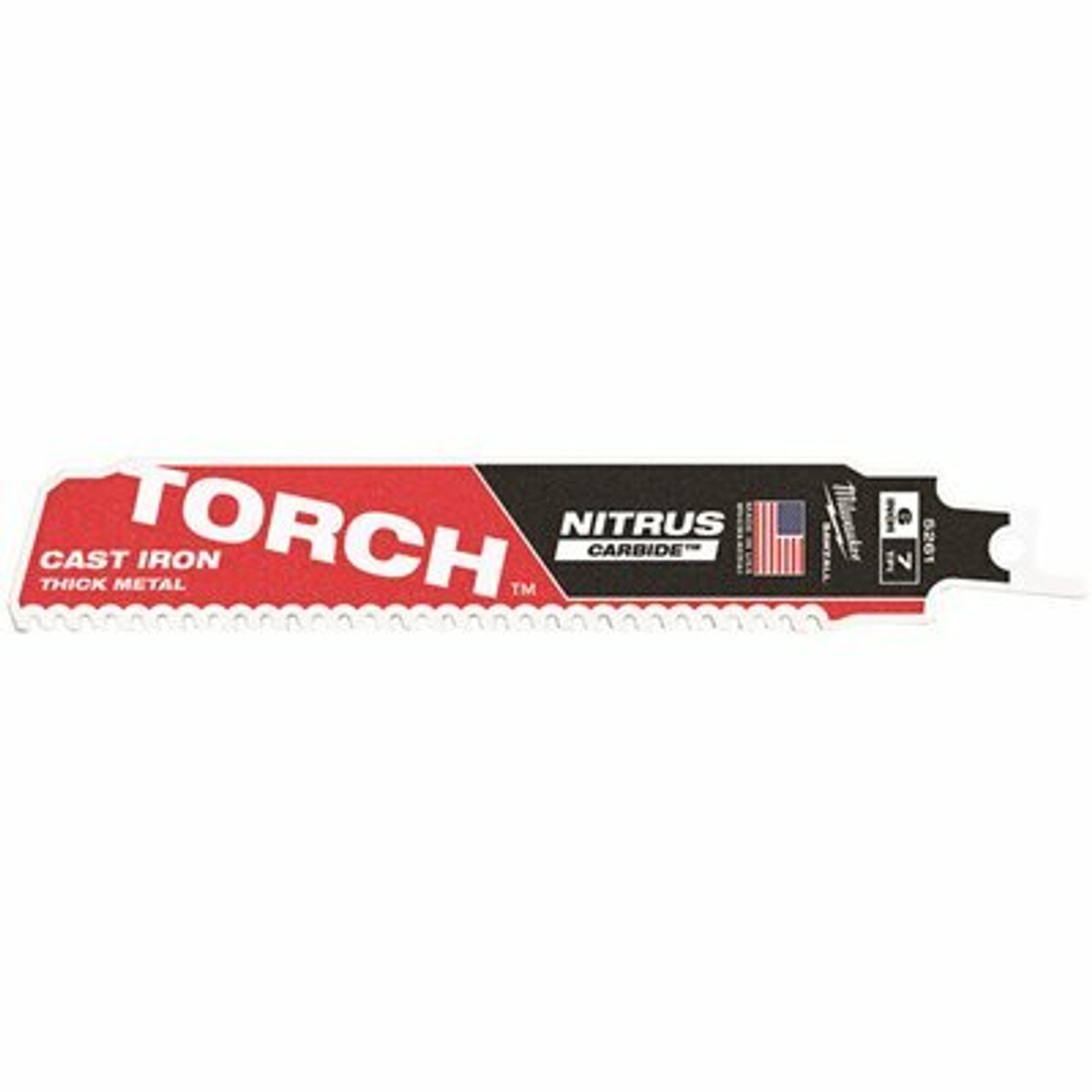 Milwaukee 6 In. 7 Teeth Per Inch Torch Nitrus Carbide Teeth Thick Metal Cutting Sawzall Reciprocating Saw Blade (1-Pack)