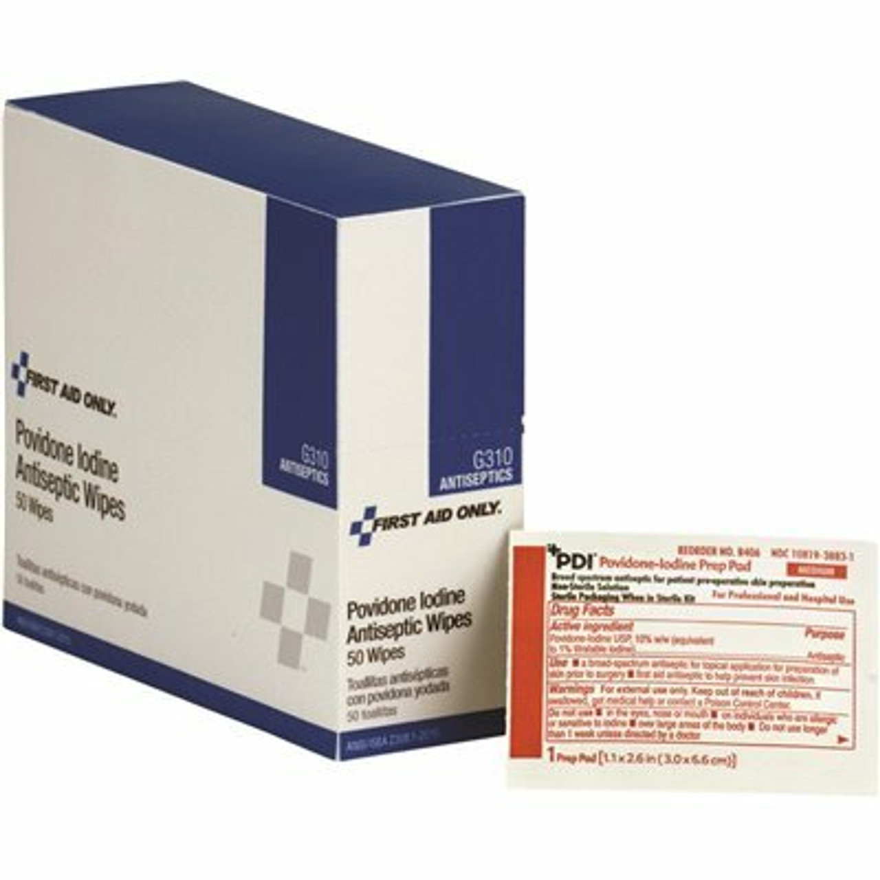 First Aid Only Povidone-Iodine Infection Control Wipes (50 Per Box)