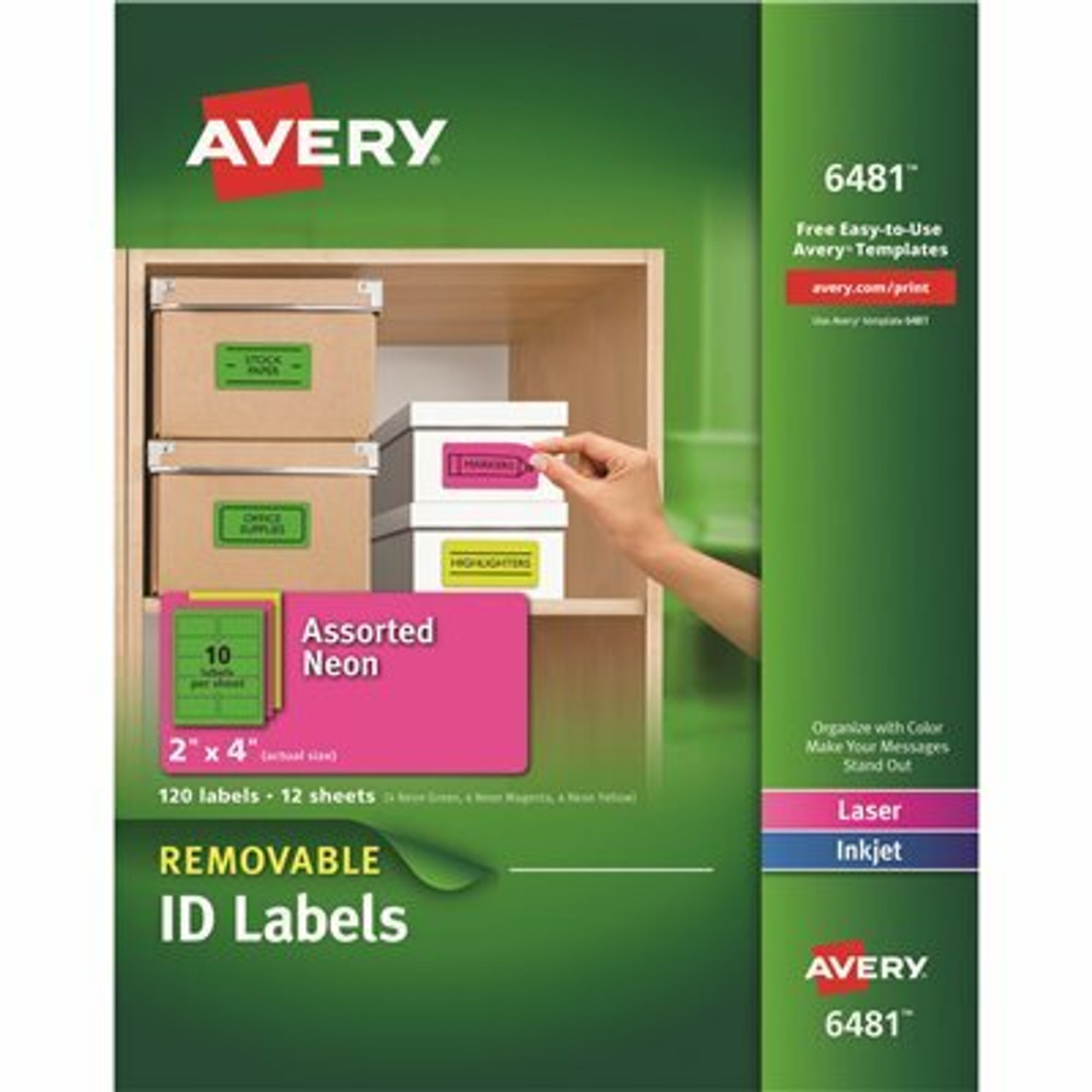 Avery Neon 2 In. X 4 In. Multi-Purpose Labels, Assorted (120-Pack)