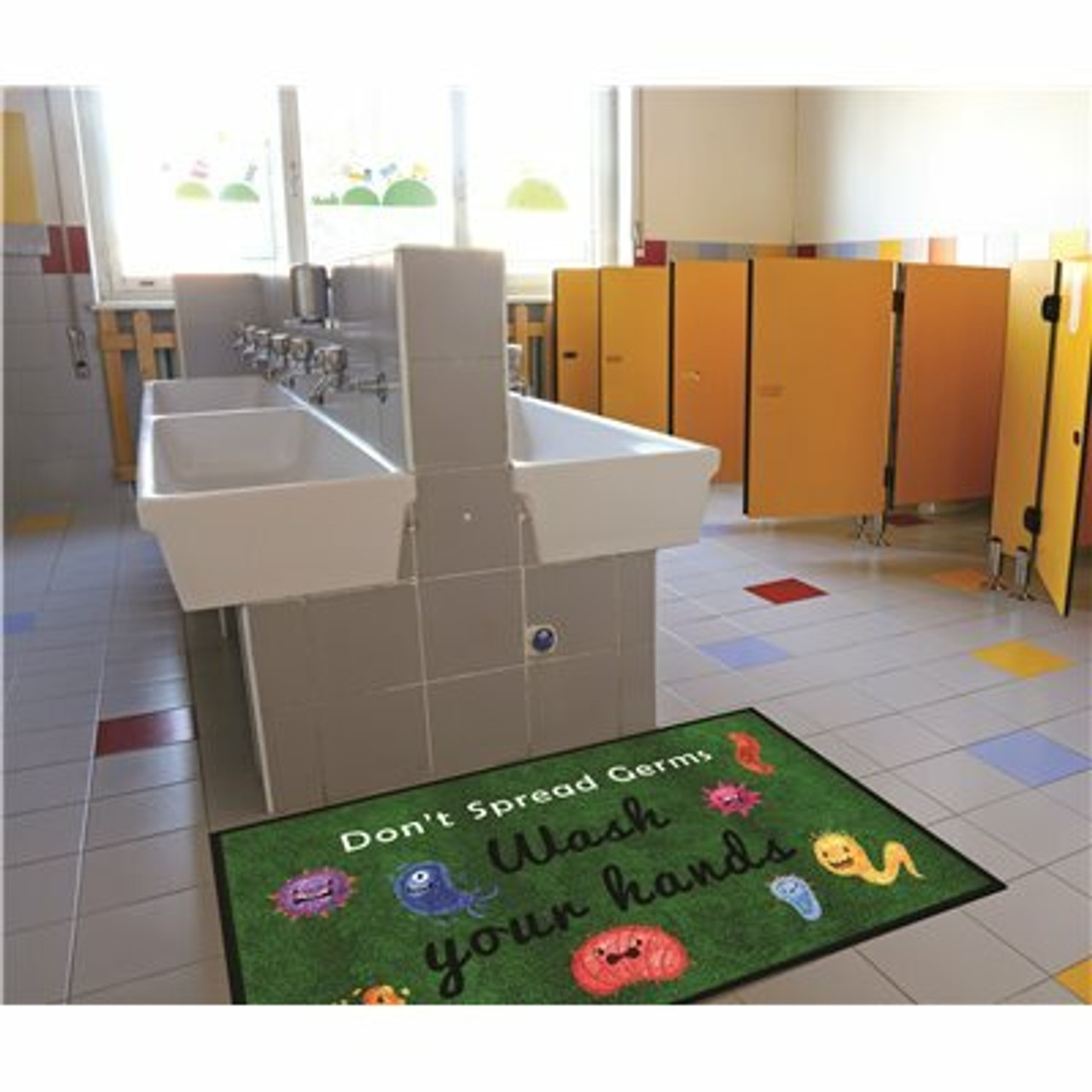 M+A Matting 3 Ft. X 5 Ft. Don'T Spread Germs Floor Mat Hygiene Reminder Or Kids Message Mat For Daycare Or School