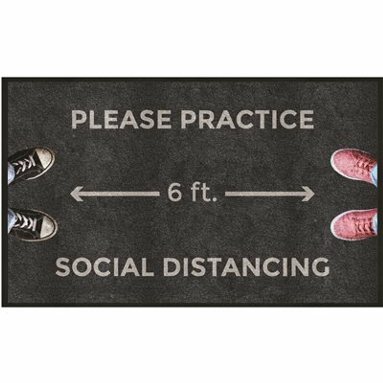 M+A Matting 3 In. X 5 In. Please Practice Social Distancing Floor Mat Social Distancing Reminder Entrance Mat