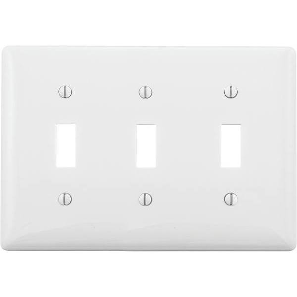 Hubbell, Wiring 3-Gang White Medium Size Toggle Wall Plate