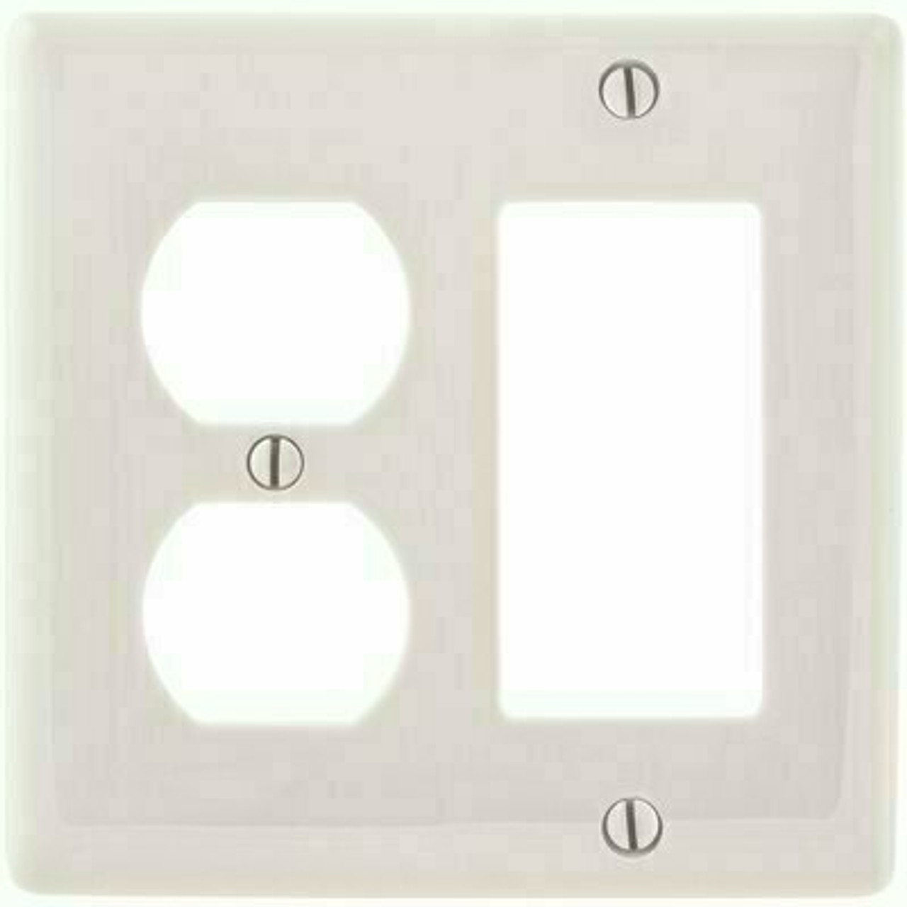 Hubbell Wiring 2-Gang White Medium Size Duplex And Decorator Wall Plate