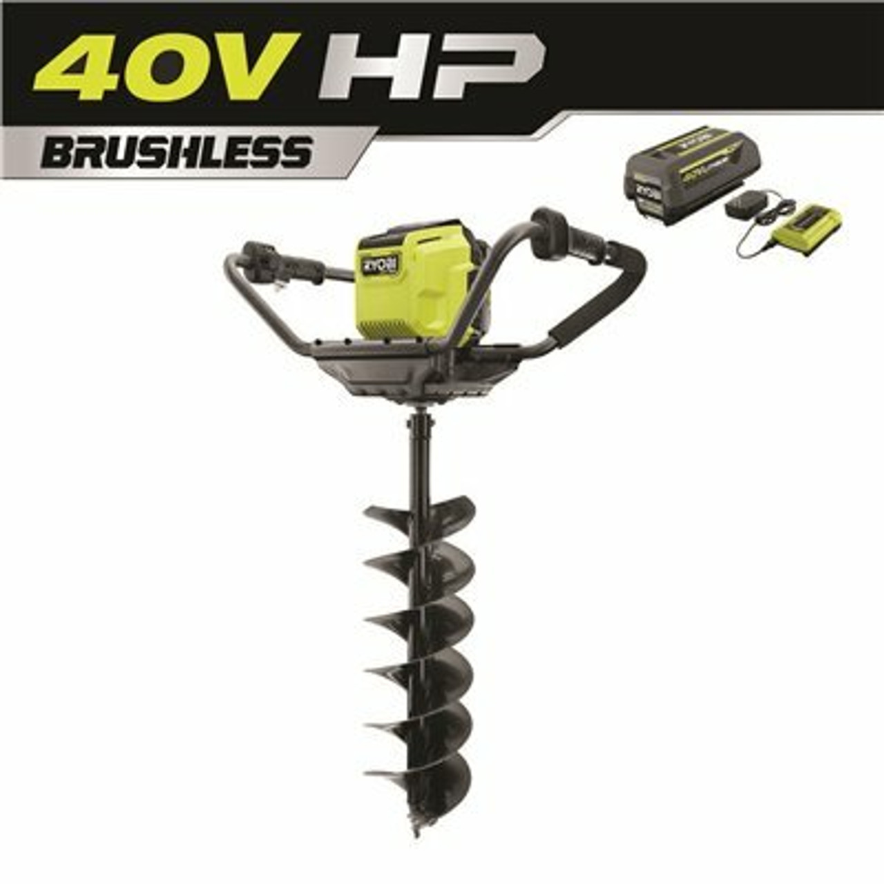 Ryobi 40V Hp Brushless Cordless Earth Auger With 8 In. Bit With 4.0 Ah Battery And Charger
