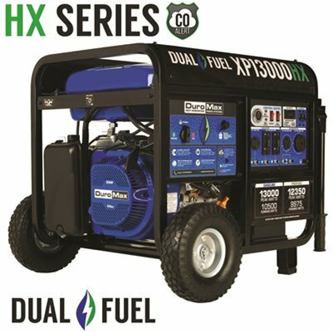 13000/10500-Watt Dual Fuel Electric Start Gasoline/Propane Portable Home Power Back Up Generator With Co Alert Shutdown