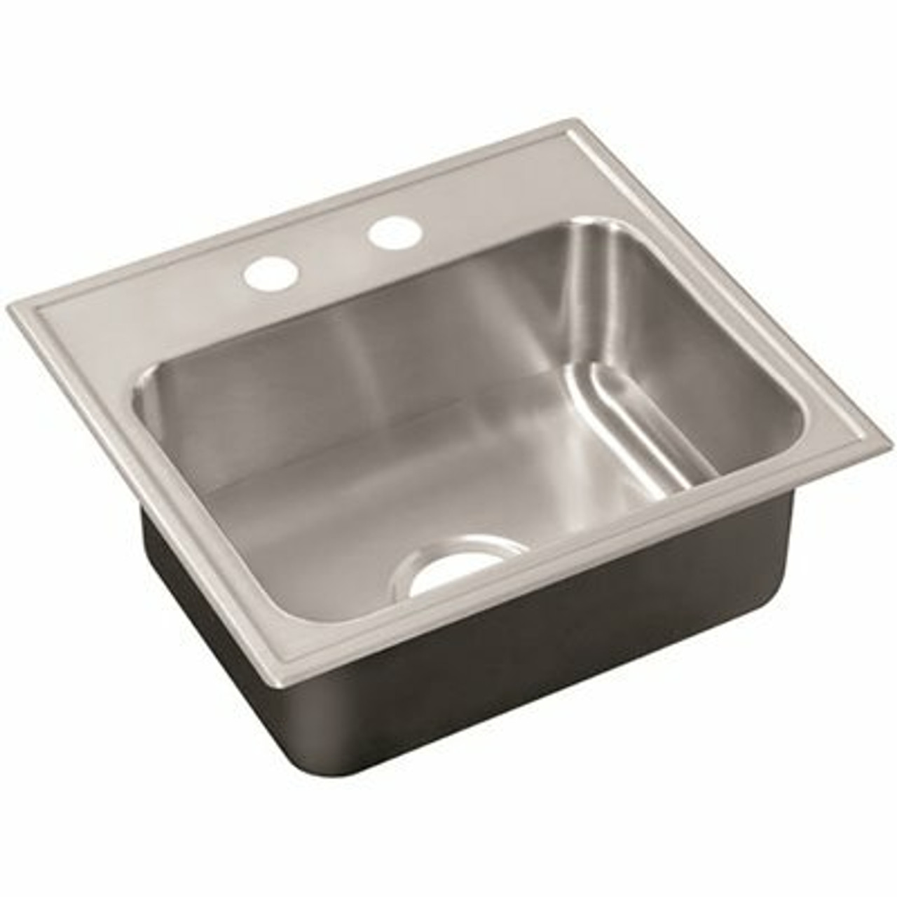 Just Manufacturing 18-Gauge Stainless Steel 22 In. O.D. X 25 In. 2-Hole Single Bowl Drop-In Kitchen Sink With Faucet Ledge