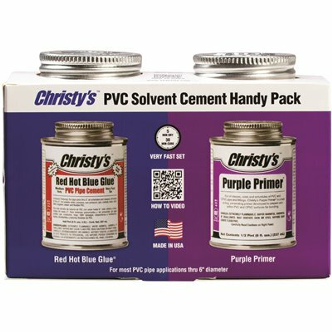 Christy'S 8 Oz. Pvc Red Hot Blue Glue And Purple Primer Handy Pack