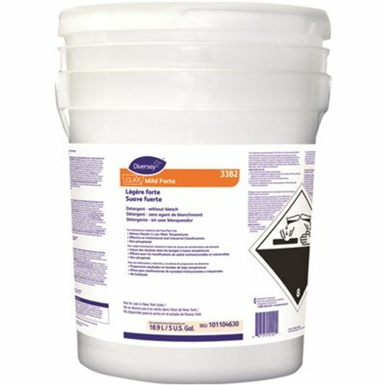 Diversey Clax Mild Forte 33B2 5 Gal. Surfactant Liquid Laundry Detergent Without Bleach (240 Loads)