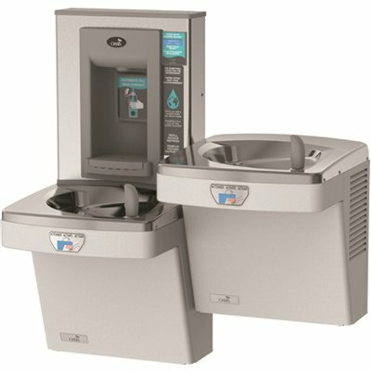 Oasis Refrigerated Ada Stainless Steel Bi-Level Drinking Fountain Filtered With Contactless Bottle Filler