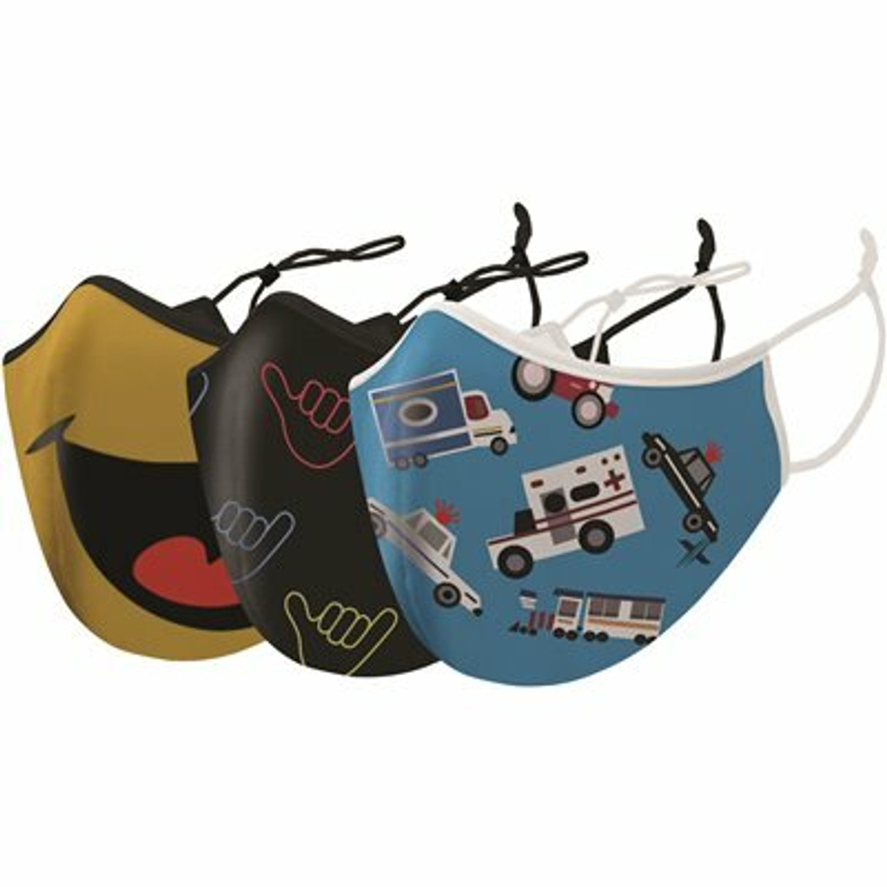 Two-Layer Reusable Kids Face Mask With Adjustable Earloop (3-Pack) - Case Of 4 (12 Total)