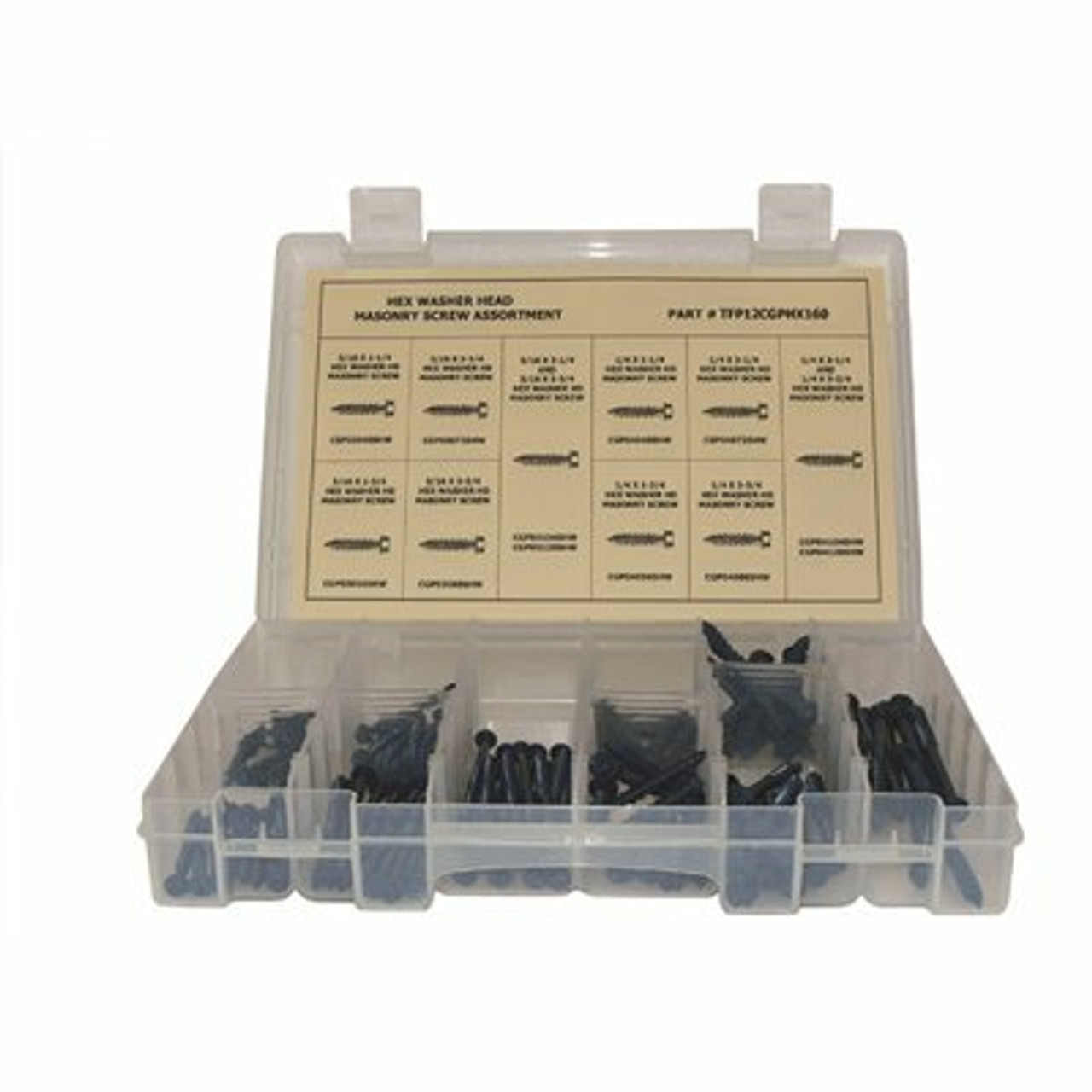 External Hex Washer Head Masonry Screw Assortment In Plastic Tray (160-Pieces)