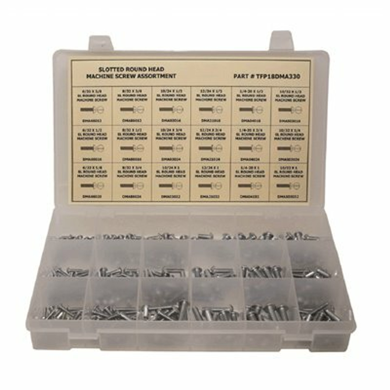 Zinc Plated Slotted Round Head Machine Screw Assortment In Plastic Tray (330-Pieces)