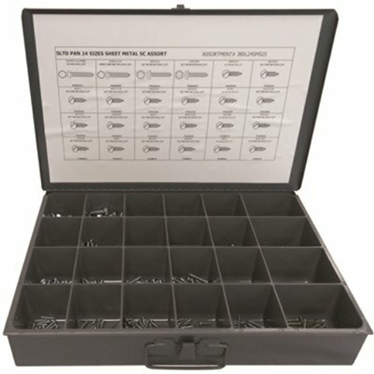 Slotted Pan And External Hex Head Sheet Metal Screw Kit Zinc Plated Assortment In Metal Tray (600-Pieces)