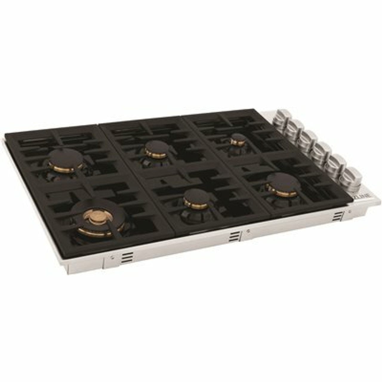 Zline Kitchen And Bath Zline 36 In. Drop-In Gas Stovetop With 6-Gas Brass Burners And Black Porcelain Top (Rc-Br-36-Pbt)