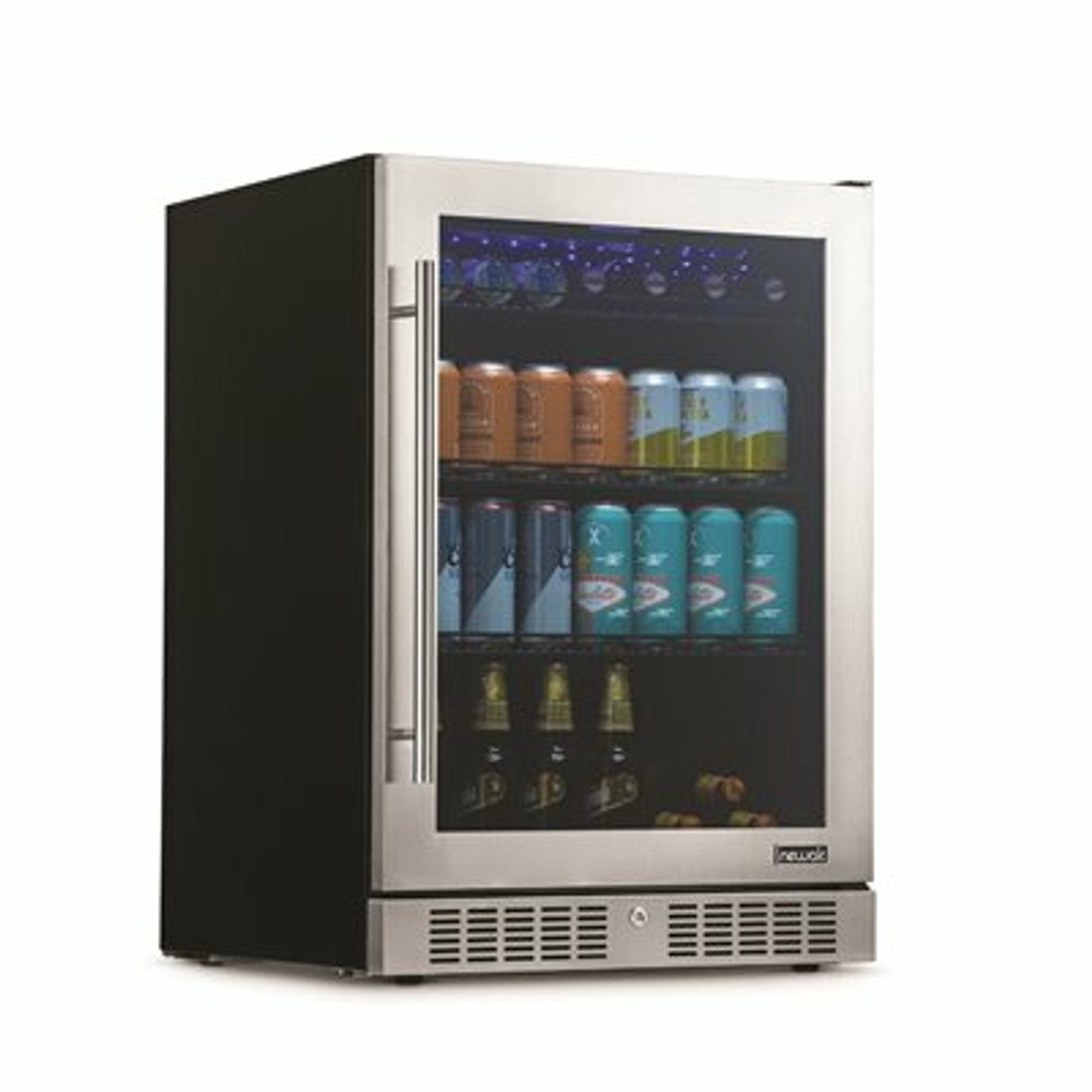Newair Built-In Premium 24 In. 224 Can Beverage Cooler Color Changing Led Lights, Seamless Stainless Steel Door