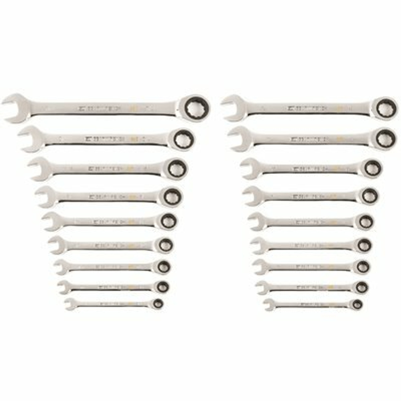 Gearwrench Sae/Mm 90-Tooth Pro Combination Ratcheting Wrench Tool Set With Tray (18-Piece)