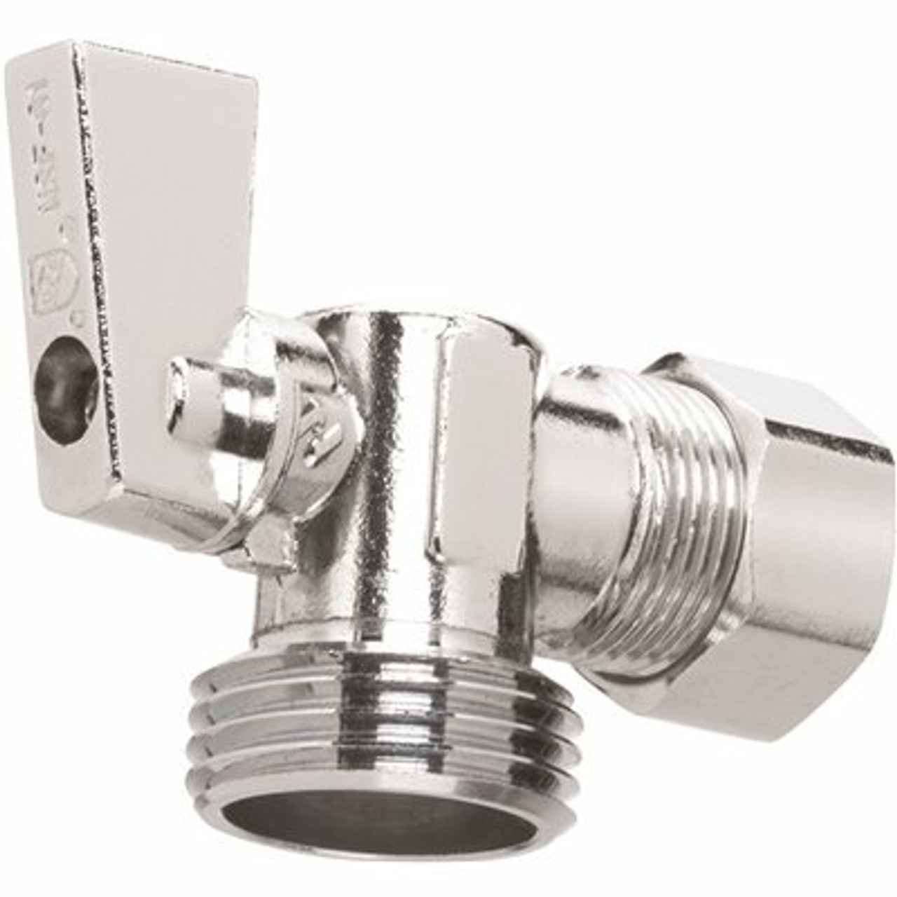 Homewerks Worldwide 1/2 In. Nominal Compression Inlet X 3/4 In. Male Hose Thread Outlet 1/4 In. Turn Angle Valve, Chrome
