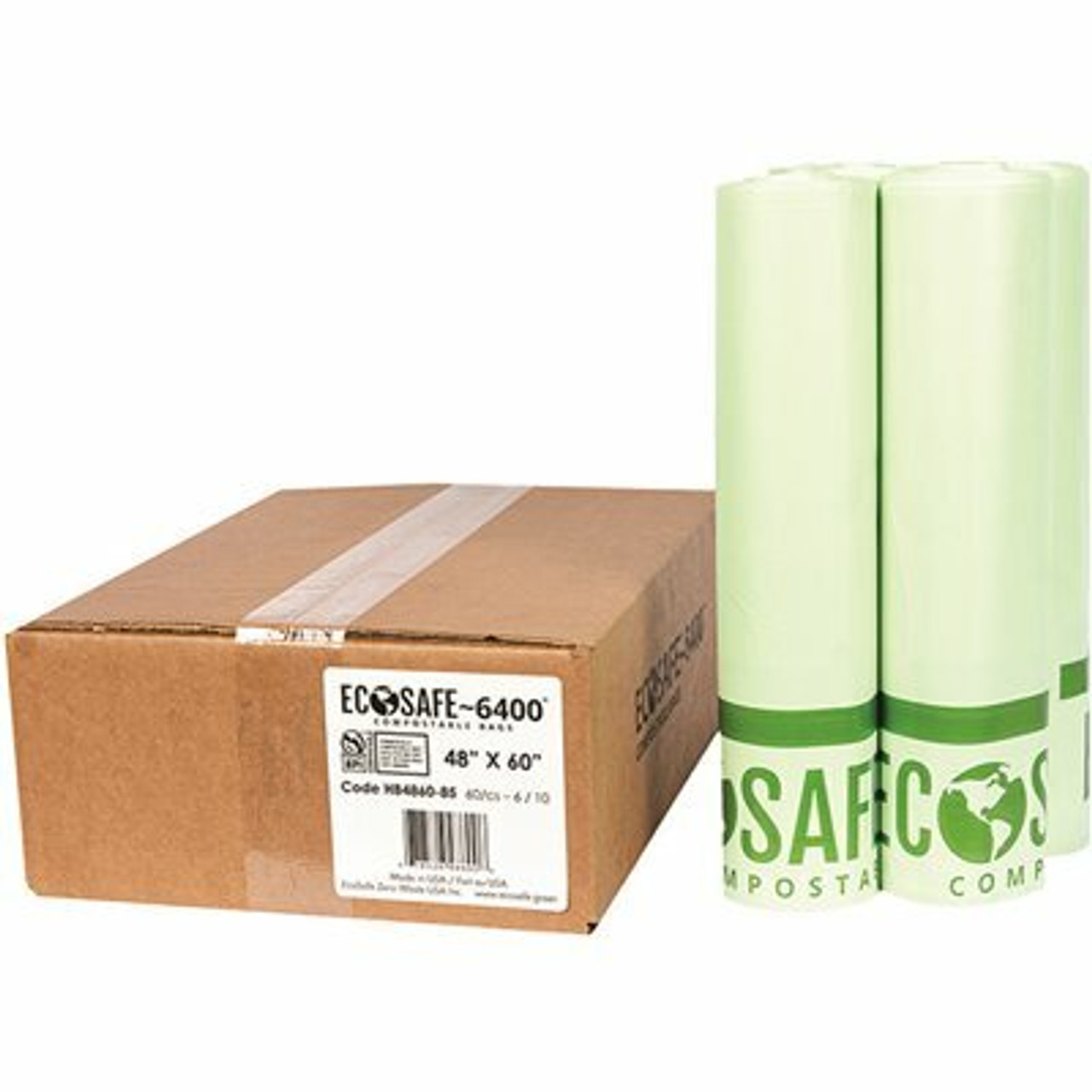 0.85 Mil 48 In. X 60 In. 64 Gal. Compostable Can Liners (60 Per Case)