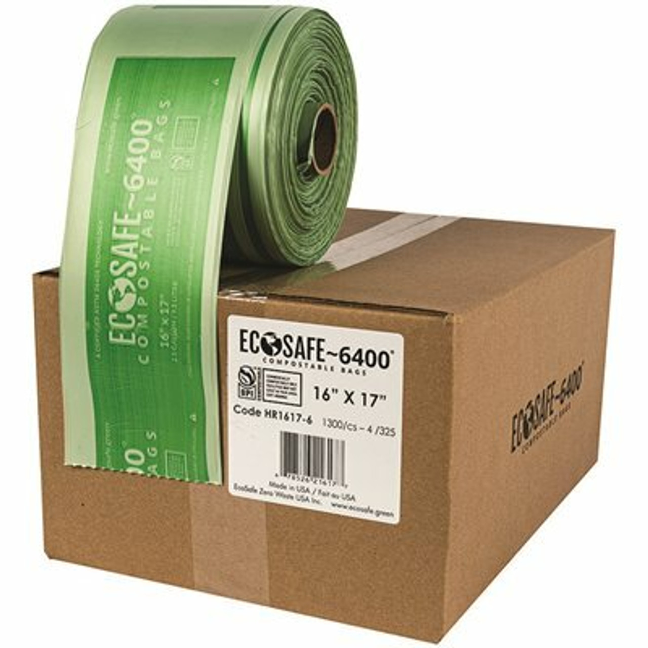 0.6 Mil 16 In. X 17 In. 2.5 Gal. Compostable Can Liners CoRed Rolls For Dispenser (1300 Per Case)