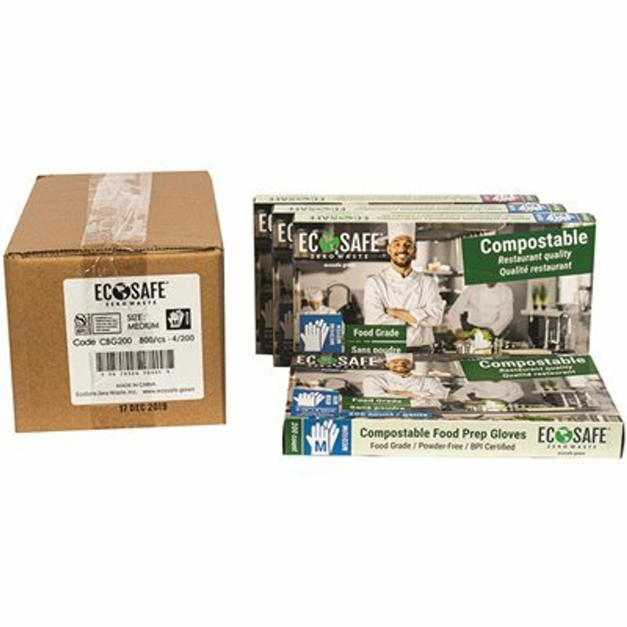 0.7 Mil Medium Green Compostable Food Prep Gloves (200 Per Box)